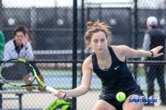 Denton, TX - February 25: Tamuna Kutubidze during the UNT Mean Green Women’s Tennis dual match against the Marshall Thundering Herd at the Waranch Tennis Complex in Denton, TX. (Photo by Mark Woods/DFWsportsonline)