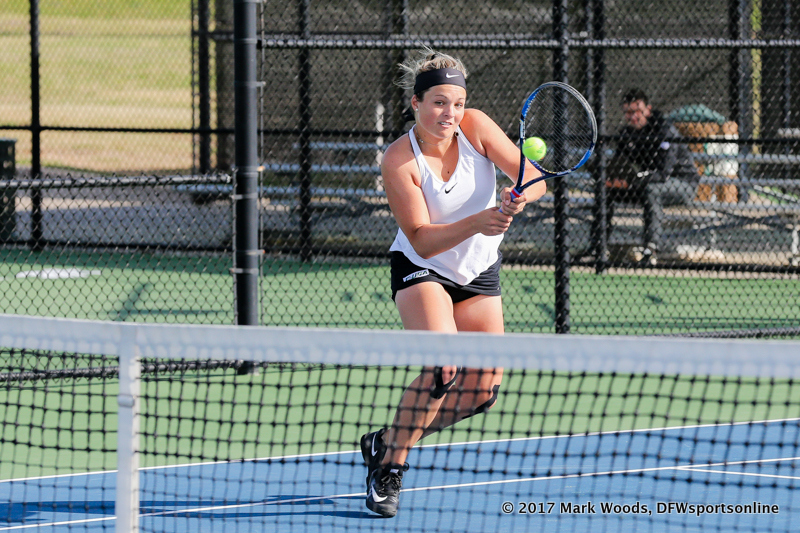 Alexandra Héczey during the doubles match between North Texas and Old Dominion on March 3, 2017 at Waranch Tennis Complex in Denton, TX.