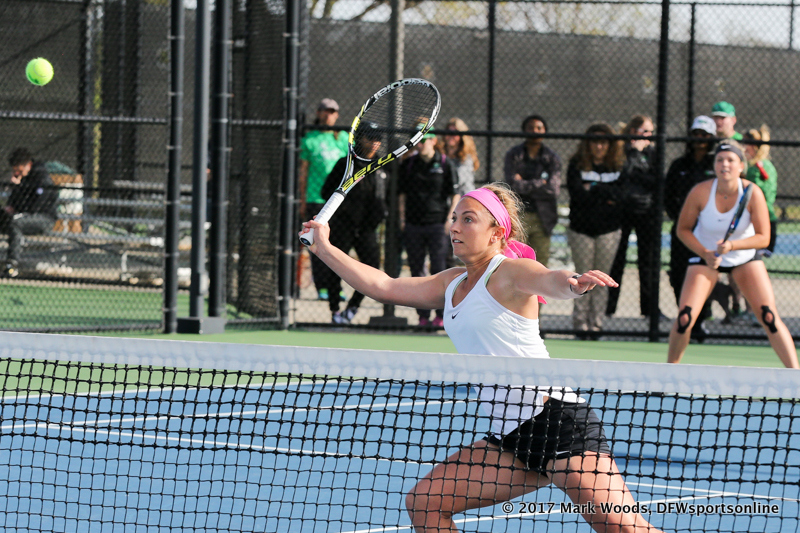 Alexis Thoma during the doubles match between North Texas and Old Dominion on March 3, 2017 at Waranch Tennis Complex in Denton, TX.