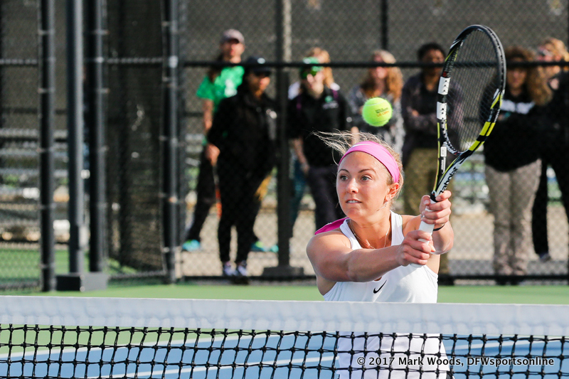 Alexis Thoma during the doubles match between North Texas and Old Dominion on March 3, 2017 at Waranch Tennis Complex in Denton, TX.