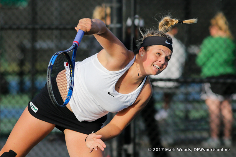 Alexandra Héczey during the singles match between North Texas and Old Dominion on March 3, 2017 at Waranch Tennis Complex in Denton, TX.