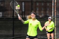 Ivana Babić during the doubles match between North Texas and Old Dominion on March 3, 2017 at Waranch Tennis Complex in Denton, TX.
