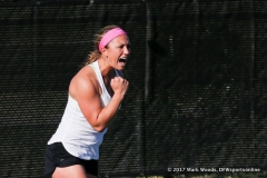 Alexis Thoma upon winning the #2 doubles match between North Texas and Old Dominion on March 3, 2017 at Waranch Tennis Complex in Denton, TX.