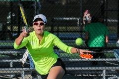 Minying Liang during the singles match between North Texas and Old Dominion on March 3, 2017 at Waranch Tennis Complex in Denton, TX.
