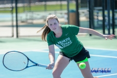 Denton, TX - March 7: Sille Tranberg at the UNT Mean Green Women’s Tennis dual match against the Middle Tennessee State University at the Warch Tennis Complex in Denton, TX. (Photo by Mark Woods/DFWsportsonanline)