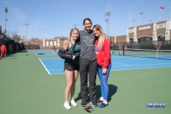 DALLAS, TX - MARCH 16: Vivienne Kulicke, Emma Pieroni, and Anzhelika Shapovalova during the SMU women's tennis match vs Troy on March 16, 2018, at the SMU Tennis Complex, Turpin Stadium & Brookshire Family Pavilion in Dallas, TX. (Photo by George Walker/DFWsportsonline)