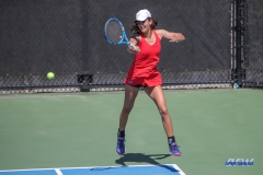 DALLAS, TX - MARCH 16: Tiffany Hollebeck hits a forehand during the SMU women's tennis match vs Troy on March 16, 2018, at the SMU Tennis Complex, Turpin Stadium & Brookshire Family Pavilion in Dallas, TX. (Photo by George Walker/DFWsportsonline)