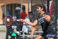 Denton, TX - March 17: Nidhi Surapaneni during the UNT Mean Green Women’s Tennis dual match against Troy University at the Waranch Tennis Complex in Denton, TX. (Photo by Mark Woods/DFWsportsonline)