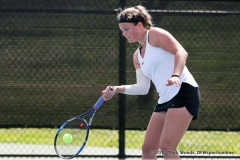 Alexandra Héczey in her doubles match against KU on March 19, 2017 at Waranch Tennis center.