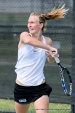 Maria Kononova in her singles match against KU on March 19, 2017 at Waranch Tennis Center.