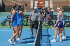 DALLAS, TX - MARCH 31: Coin toss during the SMU women's tennis match vs ECU on March 31, 2018, at the SMU Tennis Complex, Turpin Stadium & Brookshire Family Pavilion in Dallas, TX. (Photo by George Walker/DFWsportsonline)