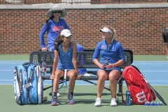 DALLAS, TX - MARCH 31:SMU women’s tennis Head Coach Kati Gyulai, Tiffany Hollebeck, and Anzhelika Shapovalova during the SMU women's tennis match vs ECU on March 31, 2018, at the SMU Tennis Complex, Turpin Stadium & Brookshire Family Pavilion in Dallas, TX. (Photo by George Walker/DFWsportsonline)