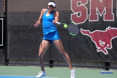 DALLAS, TX - MARCH 31: Ana Perez-Lopez hits a forehand during the SMU women's tennis match vs ECU on March 31, 2018, at the SMU Tennis Complex, Turpin Stadium & Brookshire Family Pavilion in Dallas, TX. (Photo by George Walker/DFWsportsonline)