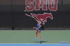 DALLAS, TX - MARCH 31: Karina Traxler serves during the SMU women's tennis match vs ECU on March 31, 2018, at the SMU Tennis Complex, Turpin Stadium & Brookshire Family Pavilion in Dallas, TX. (Photo by George Walker/DFWsportsonline)