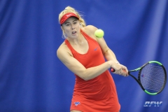 DALLAS, TX - APRIL 12: Nicole Petchey hits a backhand during the SMU women's tennis match vs North Texas on April 12, 2018, at the SMU Tennis Complex, Turpin Stadium & Brookshire Family Pavilion in Dallas, TX. (Photo by George Walker/DFWsportsonline)