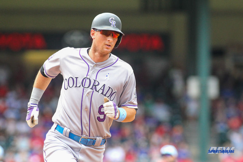 ARLINGTON, TX - JUNE 17: Colorado Rockies second baseman DJ LeMahieu (9) rounds the bases after hitting a home run during the game between the Colorado Rockies and the Texas Rangers on June 17, 2018 at Globe Life Park in Arlington, TX. (Photo by George Walker/Icon Sportswire) ARLINGTON, TX - JUNE 17: Colorado Rockies second baseman DJ LeMahieu (9) rounds the bases after hitting a home run during the game between the Colorado Rockies and the Texas Rangers on June 17, 2018 at Globe Life Park in Arlington, TX. (Photo by George Walker/Icon Sportswire)