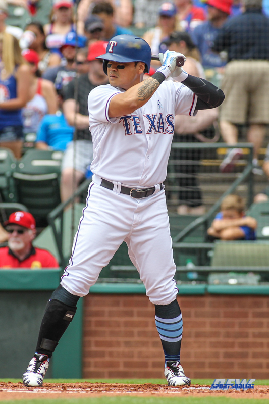 ARLINGTON, TX - JUNE 17: Texas Rangers designated hitter Shin-Soo Choo (17) stands at the plate during the game between the Colorado Rockies and the Texas Rangers on June 17, 2018 at Globe Life Park in Arlington, TX. (Photo by George Walker/Icon Sportswire) ARLINGTON, TX - JUNE 17: Texas Rangers designated hitter Shin-Soo Choo (17) stands at the plate during the game between the Colorado Rockies and the Texas Rangers on June 17, 2018 at Globe Life Park in Arlington, TX. (Photo by George Walker/Icon Sportswire)