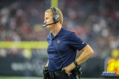HOUSTON, TX - AUGUST 30: Dallas Cowboys head coach Jason Garrett looks on during the preseason game between the Houston Texans and Dallas Cowboys on August 30, 2018, at NRG Stadium in Houston, TX. (Photo by George Walker/DFWsportsonline)