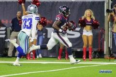 HOUSTON, TX - AUGUST 30: Houston Texans running back Terry Swanson (42) scores a touchdown during the preseason game between the Houston Texans and Dallas Cowboys on August 30, 2018, at NRG Stadium in Houston, TX. (Photo by George Walker/DFWsportsonline)
