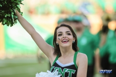 DENTON, TX - SEPTEMBER 01: North Texas dancer performs during the game between North Texas and SMU on September 1, 2018 at Apogee Stadium in Denton, TX. (Photo by George Walker/DFWsportsonline)