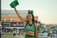 DENTON, TX - SEPTEMBER 01: North Texas cheerleader performs during the game between North Texas and SMU on September 1, 2018 at Apogee Stadium in Denton, TX. (Photo by George Walker/DFWsportsonline)