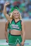 DENTON, TX - SEPTEMBER 01: North Texas cheerleader performs during the game between North Texas and SMU on September 1, 2018 at Apogee Stadium in Denton, TX. (Photo by George Walker/DFWsportsonline)