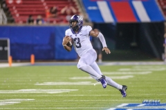 DALLAS, TX - SEPTEMBER 07: TCU Horned Frogs quarterback Shawn Robinson (3) runs during the game between TCU and SMU on September 7, 2018 at Gerald J. Ford Stadium in Dallas, TX. (Photo by George Walker/DFWsportsonline)