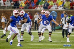 DALLAS, TX - SEPTEMBER 07: Southern Methodist Mustangs offensive lineman Jacob Todora (69) protects the quarterback during the game between TCU and SMU on September 7, 2018 at Gerald J. Ford Stadium in Dallas, TX. (Photo by George Walker/Icon Sportswire)