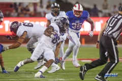 DALLAS, TX - SEPTEMBER 07: TCU Horned Frogs running back Darius Anderson (6) breaks through the line during the game between TCU and SMU on September 7, 2018 at Gerald J. Ford Stadium in Dallas, TX. (Photo by George Walker/Icon Sportswire)