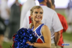 DALLAS, TX - SEPTEMBER 07: Southern Methodist Mustangs cheerleader performs during the game between TCU and SMU on September 7, 2018 at Gerald J. Ford Stadium in Dallas, TX. (Photo by George Walker/Icon Sportswire)