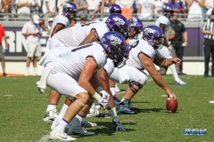 DALLAS, TX - SEPTEMBER 16: TCU offensive line during the game between the SMU Mustangs and TCU Horned Frogs on September 16, 2017, at Amon G. Carter Stadium in Fort Worth, Texas.  (Photo by George Walker/DFWsportsonline)