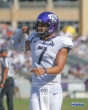 DALLAS, TX - SEPTEMBER 16: TCU Horned Frogs quarterback Kenny Hill (7) during the game between the SMU Mustangs and TCU Horned Frogs on September 16, 2017, at Amon G. Carter Stadium in Fort Worth, Texas.  (Photo by George Walker/DFWsportsonline)