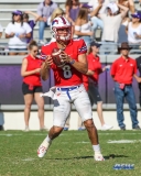 DALLAS, TX - SEPTEMBER 16: Southern Methodist Mustangs quarterback Ben Hicks (8) passes during the game between the SMU Mustangs and TCU Horned Frogs on September 16, 2017, at Amon G. Carter Stadium in Fort Worth, Texas.  (Photo by George Walker/DFWsportsonline)