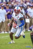 FORT WORTH, TX - SEPTEMBER 21: Southern Methodist Mustangs wide receiver James Proche (3) runs after making a catch during the game between SMU and TCU on September 21, 2019 at Amon G. Carter Stadium in Fort Worth, TX. (Photo by George Walker/Icon Sportswire)