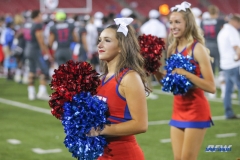 DALLAS, TX - SEPTEMBER 23: SMU cheerleader during the game between SMU and Arkansas State on September 23, 2017, at Gerald J. Ford Stadium in Dallas, TX. (Photo by George Walker/DFWsportsonline)