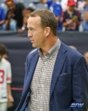 HOUSTON, TX - SEPTEMBER 23: NFL Hall of Famer Peyton Manning strolls the sideline prior to the game between the Houston Texans and New York Giants on September 23, 2018, at NRG Stadium in Houston, TX. (Photo by George Walker/DFWsportsonline)