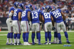 HOUSTON, TX - SEPTEMBER 23: New York Giants offense huddles during the game between the Houston Texans and New York Giants on September 23, 2018, at NRG Stadium in Houston, TX. (Photo by George Walker/DFWsportsonline)