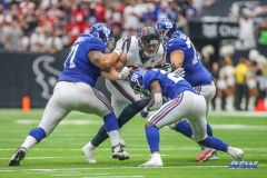 HOUSTON, TX - SEPTEMBER 23: Houston Texans defensive end J.J. Watt (99) is triple teamed during the game between the Houston Texans and New York Giants on September 23, 2018, at NRG Stadium in Houston, TX. (Photo by George Walker/DFWsportsonline)