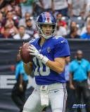 HOUSTON, TX - SEPTEMBER 23: New York Giants quarterback Eli Manning (10) passes during the game between the Houston Texans and New York Giants on September 23, 2018, at NRG Stadium in Houston, TX. (Photo by George Walker/DFWsportsonline)
