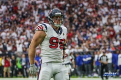 HOUSTON, TX - SEPTEMBER 23: Houston Texans defensive end J.J. Watt (99) celebrates a sack during the game between the Houston Texans and New York Giants on September 23, 2018, at NRG Stadium in Houston, TX. (Photo by George Walker/DFWsportsonline)