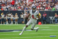 HOUSTON, TX - SEPTEMBER 23: Houston Texans quarterback Deshaun Watson (4) scrambles during the game between the Houston Texans and New York Giants on September 23, 2018, at NRG Stadium in Houston, TX. (Photo by George Walker/DFWsportsonline)