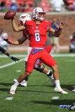 DALLAS, TX - SEPTEMBER 30: Southern Methodist Mustangs quarterback Ben Hicks (8) during the game between SMU and UConn on September 30, 2017, at Gerald J. Ford Stadium in Dallas, TX. (Photo by George Walker/DFWsportsonline)