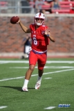 DALLAS, TX - SEPTEMBER 30: Southern Methodist Mustangs quarterback Ben Hicks (8) throws a pass during the game between SMU and UConn on September 30, 2017, at Gerald J. Ford Stadium in Dallas, TX. (Photo by George Walker/Icon Sportswire)
