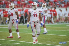 HOUSTON, CA - OCTOBER 07: Southern Methodist Mustangs linebacker Kyran Mitchell (11) during the game between SMU and Houston on October 7, 2017, at TDECU Stadium in Houston, TX. (Photo by George Walker/DFWsportsonline)