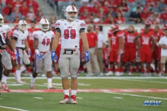 HOUSTON, CA - OCTOBER 07: Southern Methodist Mustangs defensive end Justin Lawler (99) during the game between SMU and Houston on October 7, 2017, at TDECU Stadium in Houston, TX. (Photo by George Walker/DFWsportsonline)