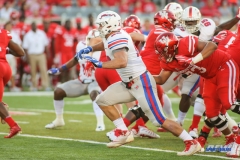 HOUSTON, CA - OCTOBER 07: Southern Methodist Mustangs defensive end Justin Lawler (99) breaks through the line during the game between SMU and Houston on October 7, 2017, at TDECU Stadium in Houston, TX. (Photo by George Walker/Icon Sportswire)