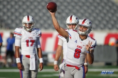 HOUSTON, CA - OCTOBER 07: Southern Methodist Mustangs quarterback Ben Hicks (8) warms up prior to the game between SMU and Houston on October 7, 2017, at TDECU Stadium in Houston, TX. (Photo by George Walker/Icon Sportswire)