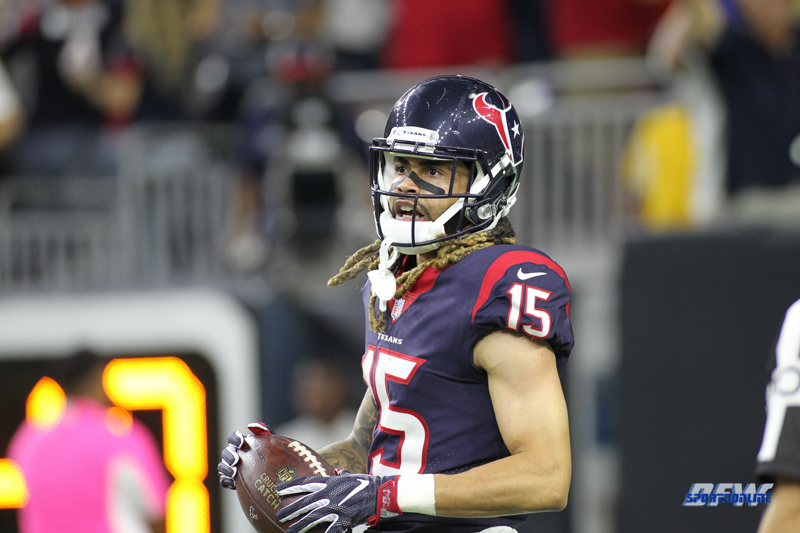 HOUSTON, TX - OCTOBER 08: Houston Texans wide receiver Will Fuller (15) during the game between the Houston Texans and Kansas City Chiefs on October 8, 2017, at NRG Stadium in Houston, TX. (Photo by George Walker/DFWsportsonline)