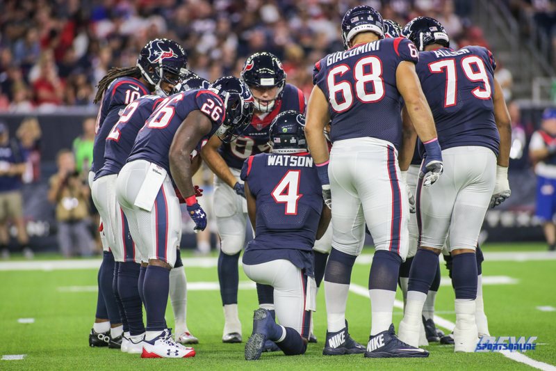 HOUSTON, TX - OCTOBER 08: Houston Texans offense huddles during the game between the Houston Texans and Kansas City Chiefs on October 8, 2017, at NRG Stadium in Houston, TX. (Photo by George Walker/DFWsportsonline)