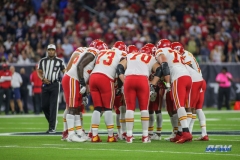 HOUSTON, TX - OCTOBER 08: Kansas City Chiefs offense huddles during the game between the Houston Texans and Kansas City Chiefs on October 8, 2017, at NRG Stadium in Houston, TX. (Photo by George Walker/DFWsportsonline)
